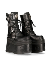 Lade das Bild in den Galerie-Viewer, New Rock Boots Schuhe Plateau Schwarz Echtleder M-373-C105 Made in Spain
