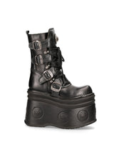 Lade das Bild in den Galerie-Viewer, New Rock Boots Schuhe Plateau Schwarz Echtleder M-373-C105 Made in Spain
