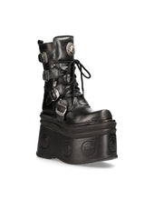 Lade das Bild in den Galerie-Viewer, New Rock Boots Schuhe Plateau Schwarz Echtleder M-373-C105 Made in Spain
