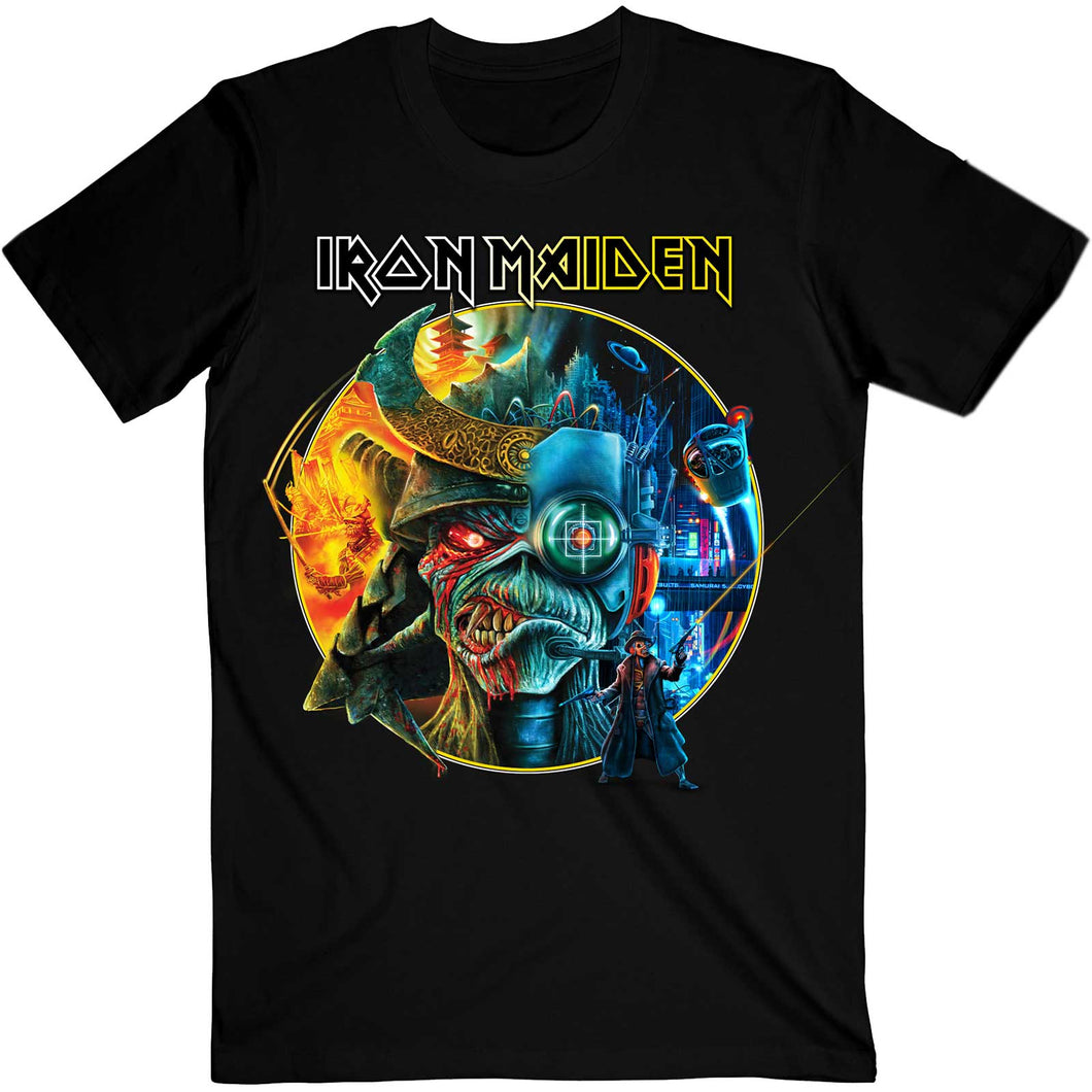 IRON MAIDEN UNISEX T-SHIRT: THE FUTURE PAST TOUR '23 CIRCLE ART