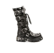Load image into Gallery viewer, New Rock Shoes Shoes Boots Boots M.403-S1 Biker Boots Gothic Real Leather Skull Cross
