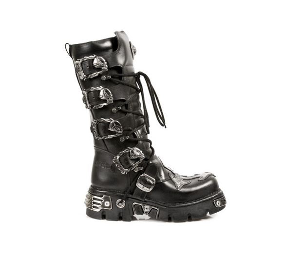 New Rock Shoes Shoes Boots Boots M.403-S1 Biker Boots Gothic Real Leather Skull Cross