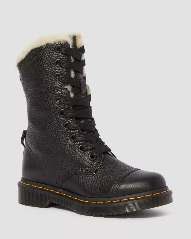 Dr.Martens AIMILITA GRIZZLY MILLED NAPPA GEFÜTTERT Echtleder Schwarz 22694001