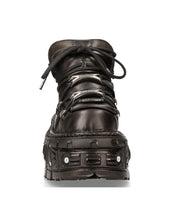 Load image into Gallery viewer, New Rock Plateau Ankle Boots Metallic M-106 mit Panzersohle Schwarz
