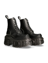 Load image into Gallery viewer, New Rock Shoes Boots Boots M-MILI084N-S5 Gothic Tank Collection Black Real Leather
