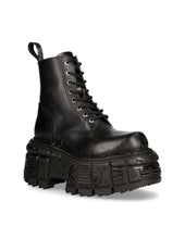 Load image into Gallery viewer, New Rock Shoes Boots Boots M-MILI084N-S5 Gothic Tank Collection Black Real Leather
