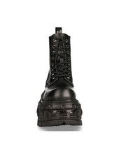 Load image into Gallery viewer, New Rock Shoes Boots Boots M-MILI084N-S5 Gothic Tank Collection Black Real Leather
