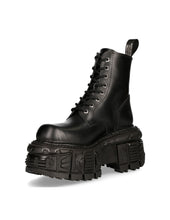 Load image into Gallery viewer, New Rock Shoes Boots Boots M-MILI084N-S5 Gothic Tank Collection Black Real Leather
