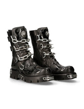 Lade das Bild in den Galerie-Viewer, New Rock Schuhe Shoes Boots Stiefel M.727-S5 Bikerstiefel Gothic Echtleder Totenkopf Skull mit Ketten
