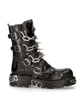 Lade das Bild in den Galerie-Viewer, New Rock Schuhe Shoes Boots Stiefel M.727-S5 Bikerstiefel Gothic Echtleder Totenkopf Skull mit Ketten
