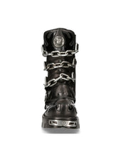 Lade das Bild in den Galerie-Viewer, New Rock Schuhe Shoes Boots Stiefel M.727-S1 Bikerstiefel Gothic Echtleder Totenkopf Skull mit Ketten
