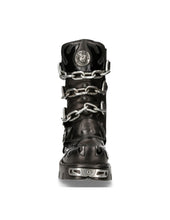 Lade das Bild in den Galerie-Viewer, New Rock Schuhe Shoes Boots Stiefel M.727-S5 Bikerstiefel Gothic Echtleder Totenkopf Skull mit Ketten
