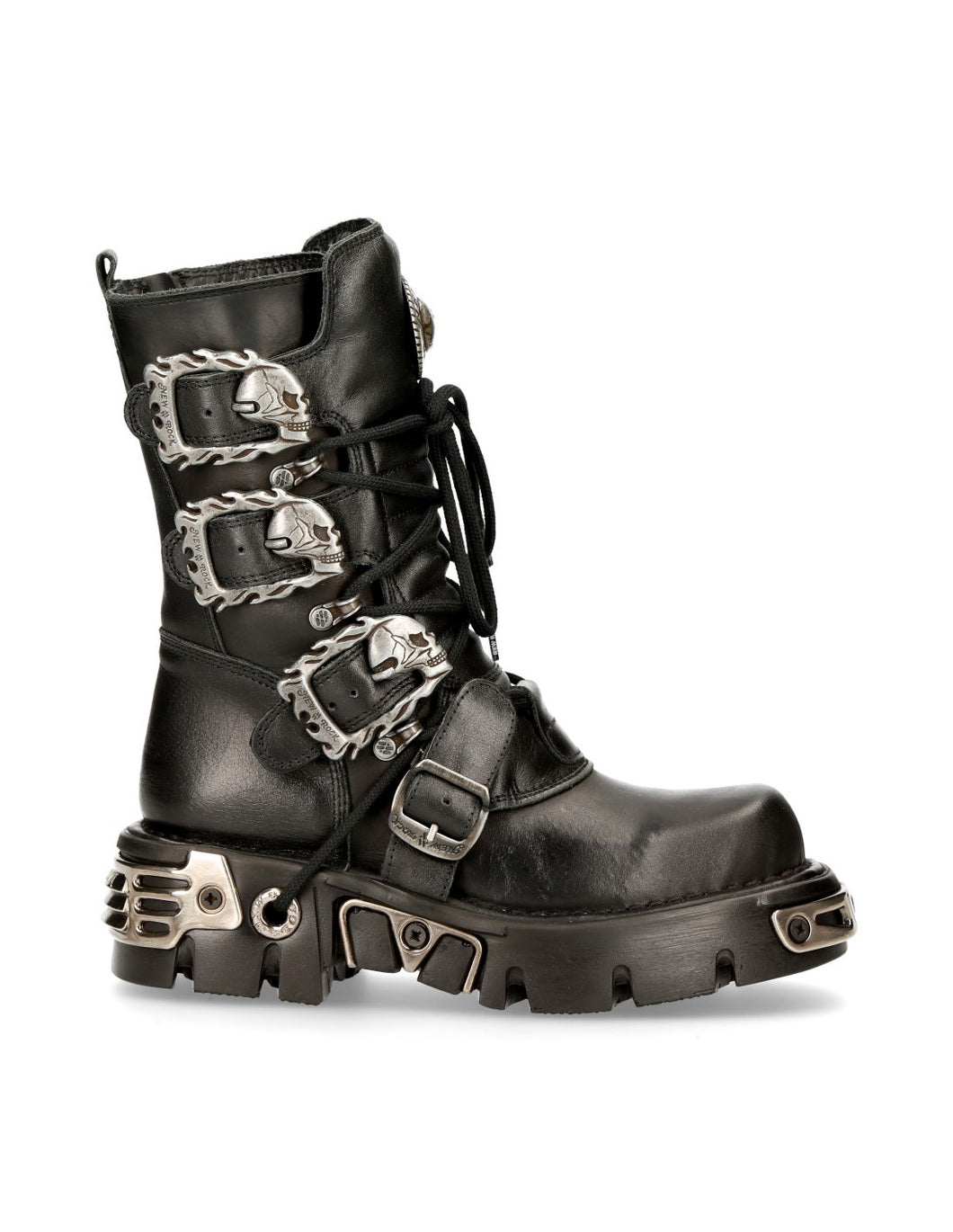 New Rock Shoes Shoes Boots Boots M.391-S1 Biker Boots Gothic Real Leather Skull