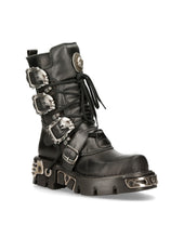 Lade das Bild in den Galerie-Viewer, New Rock Schuhe Shoes Boots Stiefel M.391-S1 Bikerstiefel Gothic Echtleder Totenkopf Skull
