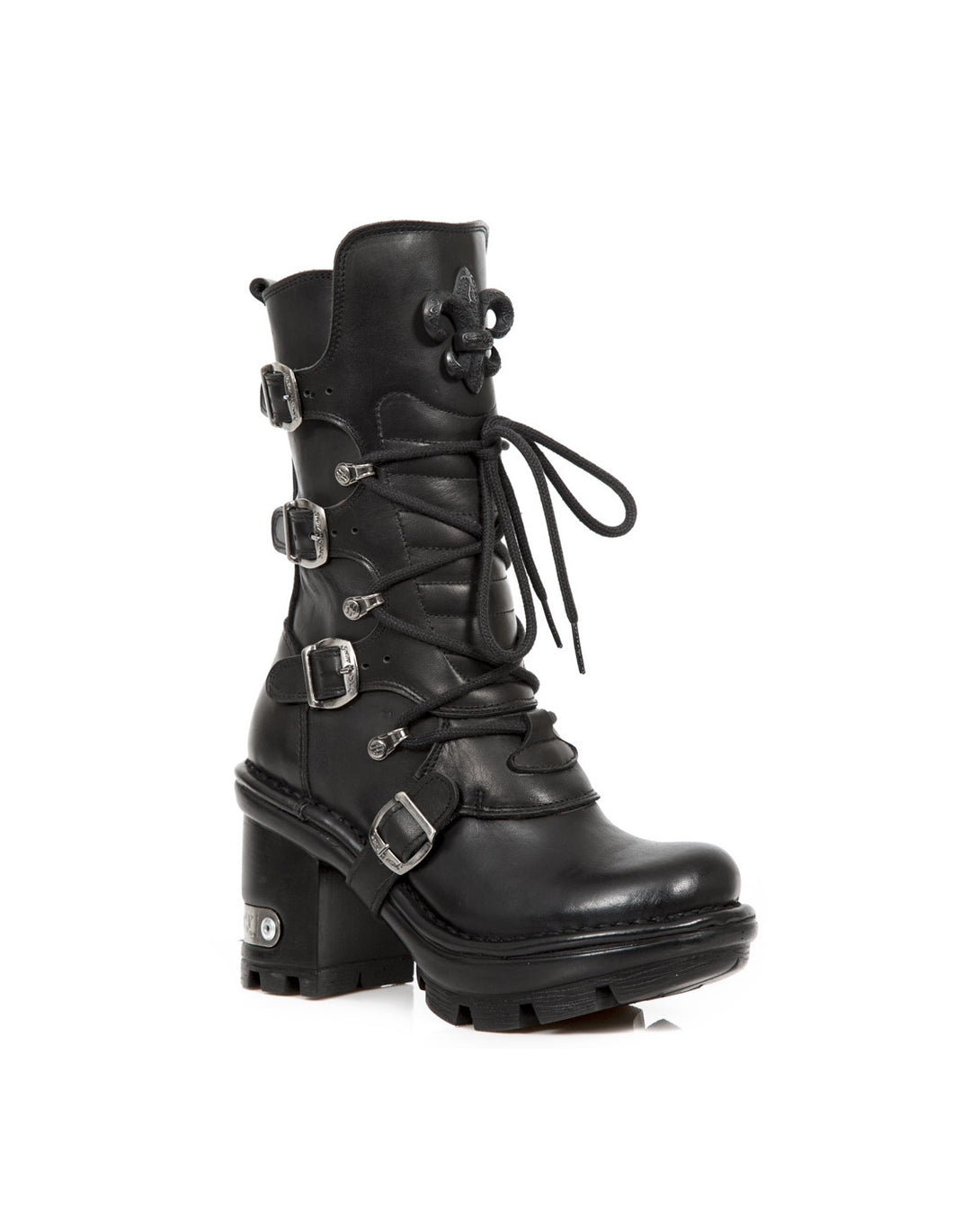 New Rock NEOTRAIL M-NEOTYRE05-S1 Platform Genuine Leather Boots Black Lily