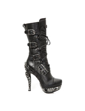 Lade das Bild in den Galerie-Viewer, New Rock Schuhe Damen- Stiefel Boots Schuhe Gothic M-MAG006-S1 Schnallen Punk Skull
