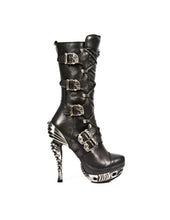 Lade das Bild in den Galerie-Viewer, New Rock Schuhe Damen- Stiefel Boots Schuhe Gothic M-MAG006-S1 Schnallen Punk Skull

