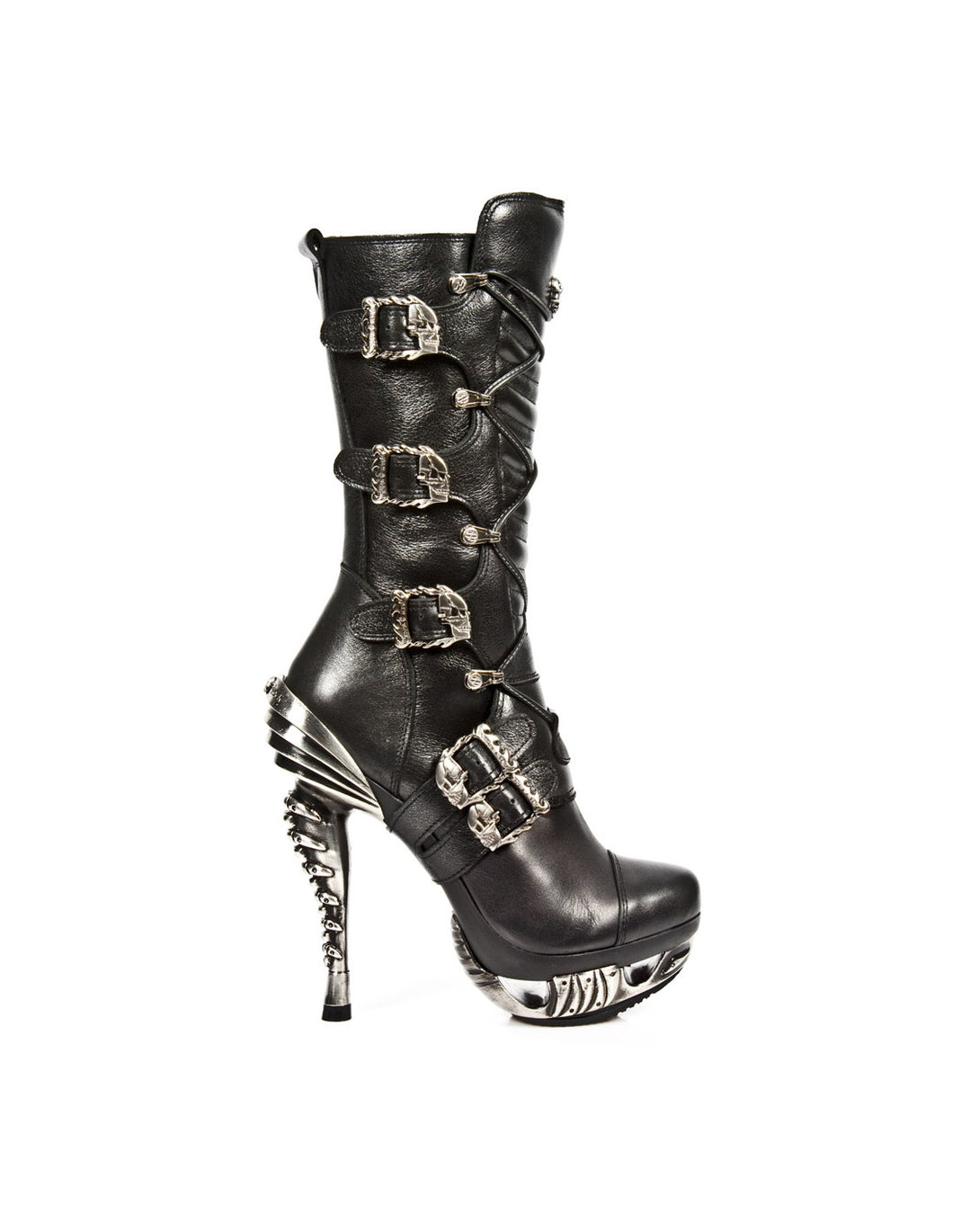 New Rock Shoes Women's Boots Boots Shoes Gothic M-MAG006-S1 Buckles Punk Skull