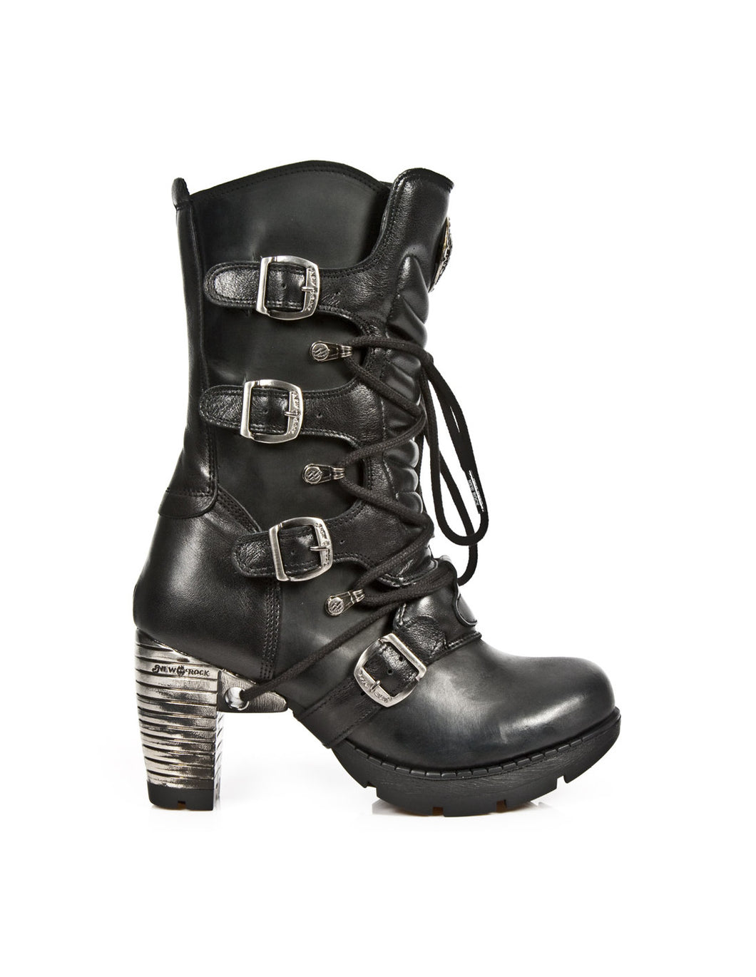 New Rock M-TR003-S1 Platform Genuine Leather Boots Black