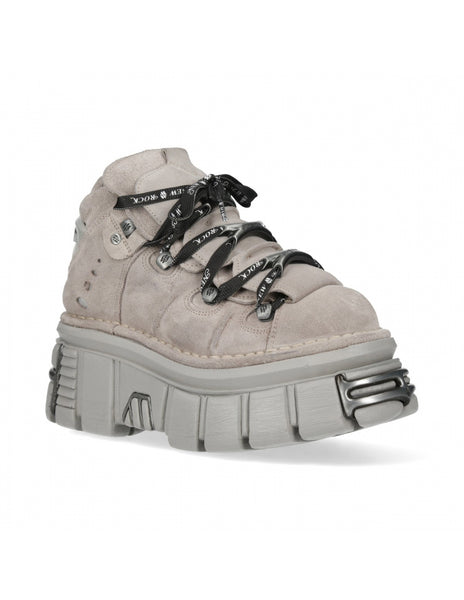 New Rock Platform Ankle Boots Metallic M-106-S1 Black