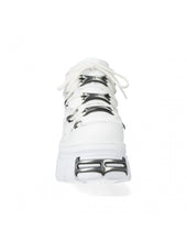 Lade das Bild in den Galerie-Viewer, New Rock Plateau Ankle Boots Metallic Tower M-106-S121 Blanco Weiß Echtleder
