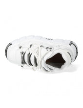 Lade das Bild in den Galerie-Viewer, New Rock Plateau Ankle Boots Metallic Tower M-106-S121 Blanco Weiß Echtleder
