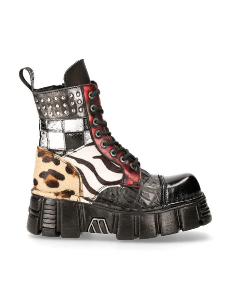 New Rock Shoes Shoes Boots Boots M-MILI083C-S58 Gothic Genuine Leather Vintage Flower