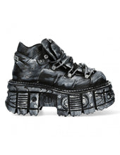 Lade das Bild in den Galerie-Viewer, New Rock Plateau Ankle Boots Metallic M-TANK106T-C1 Black Grey
