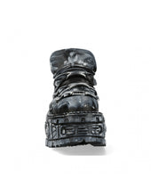 Lade das Bild in den Galerie-Viewer, New Rock Plateau Ankle Boots Metallic M-TANK106T-C1 Black Grey
