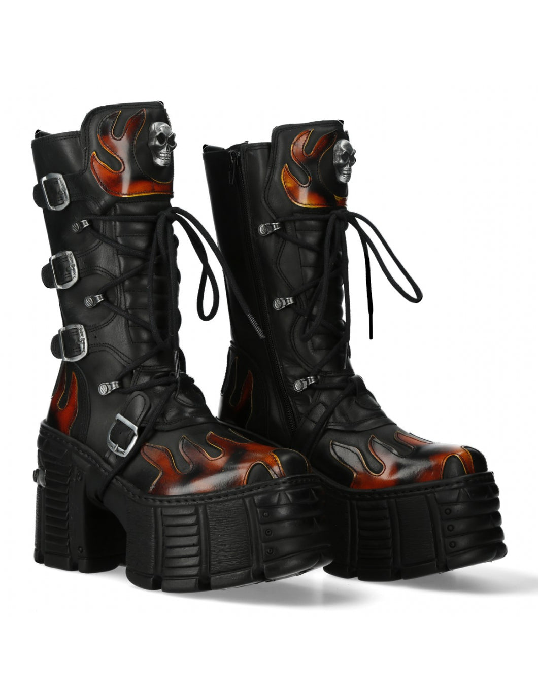 New Rock M-TR003-S1 Platform Genuine Leather Boots Black
