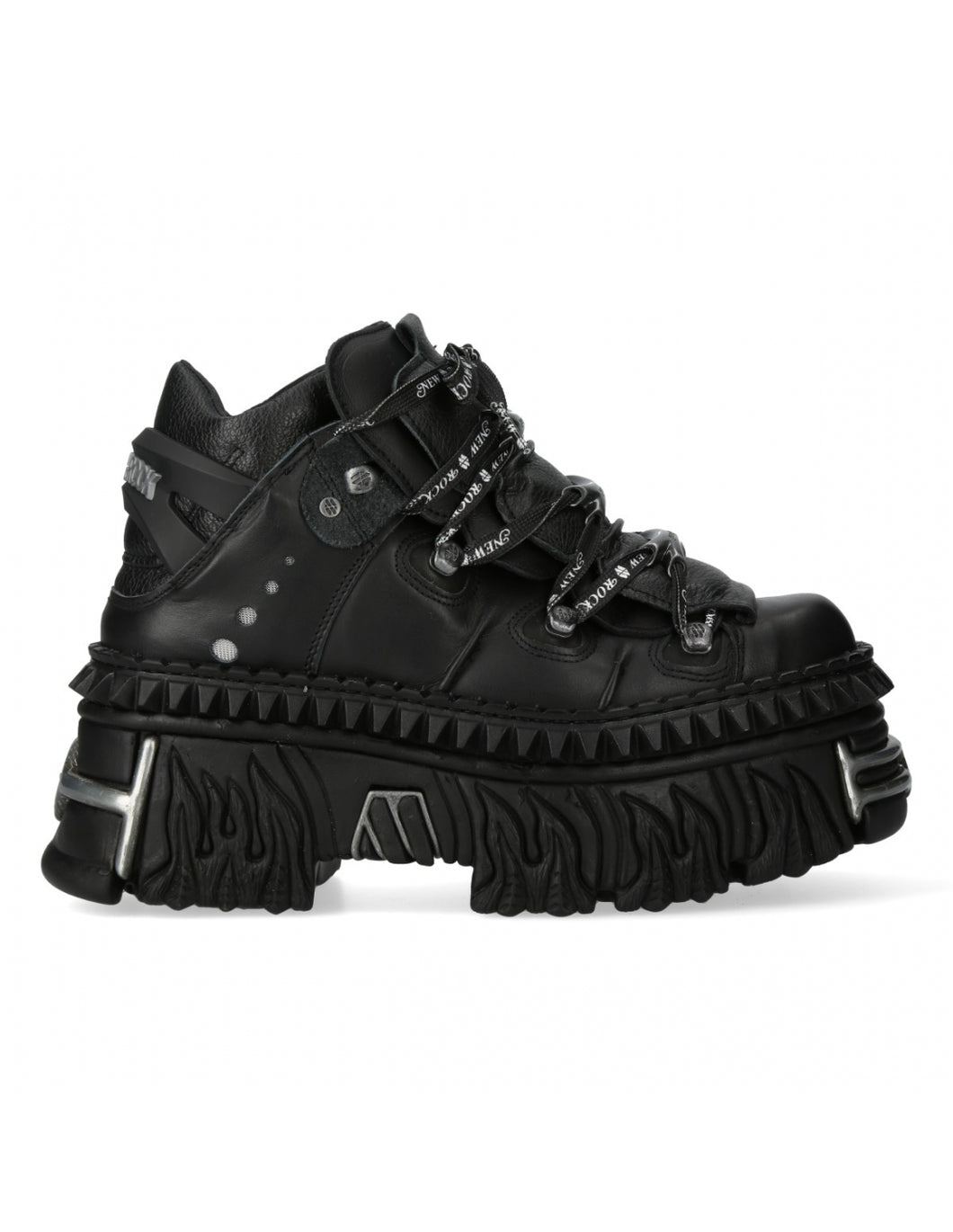 New Rock Platform Ankle Boots Metallic M-106-S1 Black