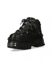Load image into Gallery viewer, New Rock Platform Ankle Boots Metallic M-106-S1 Black
