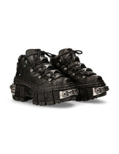 Load image into Gallery viewer, New Rock Plateau Ankle Boots Metallic M-WALL106-S10 mit Panzersohle Schwarz
