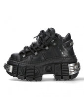 Load image into Gallery viewer, New Rock Plateau Ankle Boots Metallic M-WALL106-S10 mit Panzersohle Schwarz
