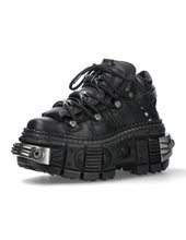 Load image into Gallery viewer, New Rock Plateau Ankle Boots Metallic M-WALL106-S10 mit Panzersohle Schwarz
