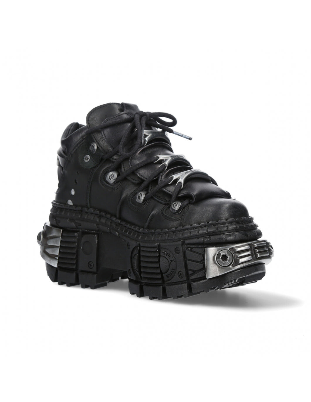 New Rock Plateau Ankle Boots Metallic M-WALL106-S10 mit Panzersohle Schwarz