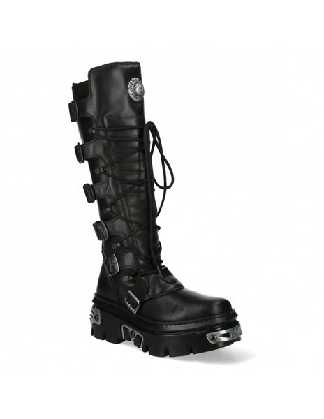 New Rock Schuhe High Boots 272 Stiefel Gothic Echtleder Schwarz