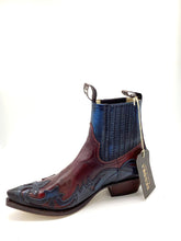 Load image into Gallery viewer, Sendra Boots Ankle Boots Navy/Red Genuine Leather Western/Cowboy Exclusive and Limited
