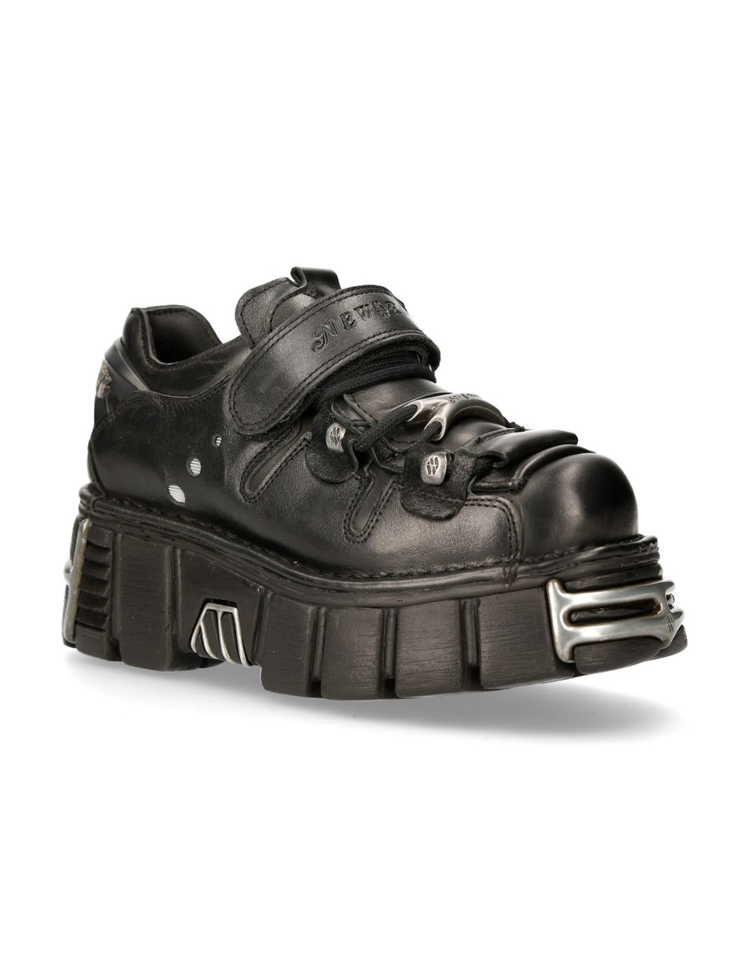 New Rock Platform Ankle Boots Metallic M-131-S1 Black Tower Men's Shoes