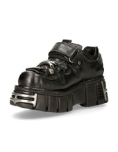 Lade das Bild in den Galerie-Viewer, New Rock Plateau Ankle Boots Metallic M-131-S1 Schwarz Tower Herrenschuhe
