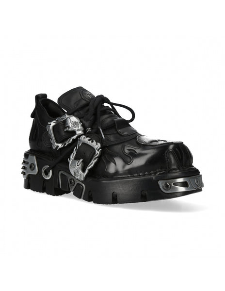 New Rock Schuhe Halbschuhe Boots Stiefel Gothic Leder M-992-S2 Skull Totenkopf