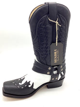 Load image into Gallery viewer, Sendra Boots Boots White/Black Real Leather Cowboy Biker Boots Exclusive &amp; Limited
