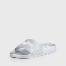 Load image into Gallery viewer, Buffalo RIO SLIDE - Metallic Silver Allover Glitzer 60s Vegan
