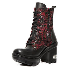 Load image into Gallery viewer, New Rock M-NEOTYRE07T-S4 Platform Genuine Leather Lace Boots Red Black
