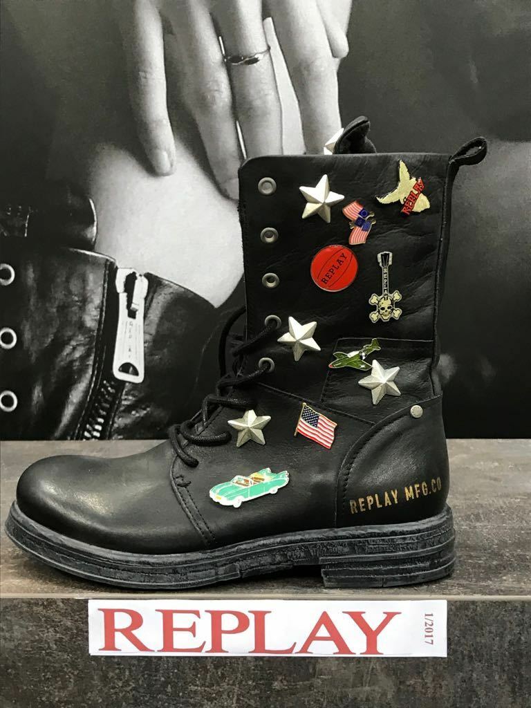 Replay Damenschuhe Schuhe Stiefel Stiefelette Boots Leder Evy mit Broschen