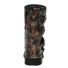 Lade das Bild in den Galerie-Viewer, New Rock Schuhe Gothic Stiefel Boots Leder M.1473-S42 Vintage Flower Rot Brokat
