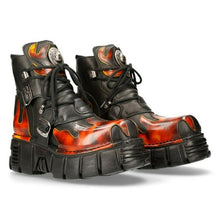 Lade das Bild in den Galerie-Viewer, New Rock Boots Stiefel Schuhe Gothic Biker Flammen M.288 Reactor Metallic NEU
