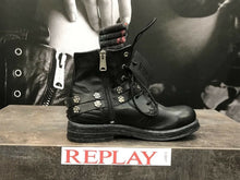 Load image into Gallery viewer, Replay Damenschuhe Schuhe Stiefelette Boots Schwarz Covet Blumenstickerei Nieten
