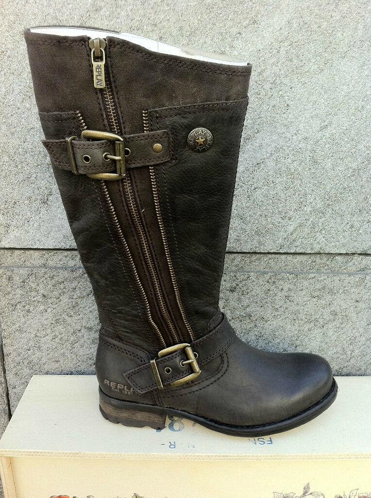 Replay Hellen Damenschuhe Schuhe Stiefel Boots Leder Hellen NEU