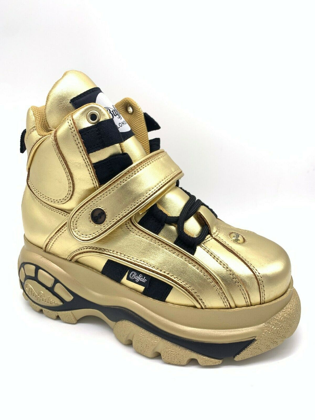 Buffalo London Classic Boots Plateau Schuhe 90er Nappa Leder Gold Shoes 1348-14